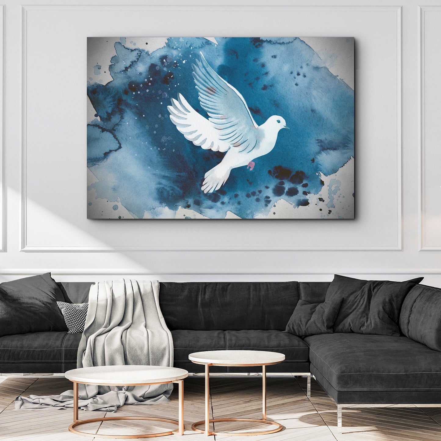 White Dove Watercolor Painting Canvas Wall Art II