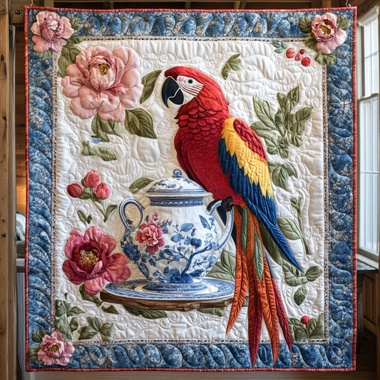 Tea And Feathers Quilt Blanket