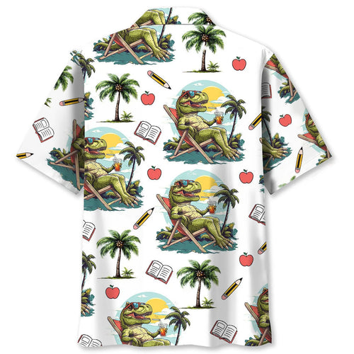 Teacher Tropical Dinosaur Hawaiian Shirt, custom shirt gift for men