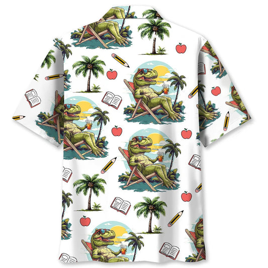 Teacher Tropical Dinosaur Hawaiian Shirt, custom shirt gift for men