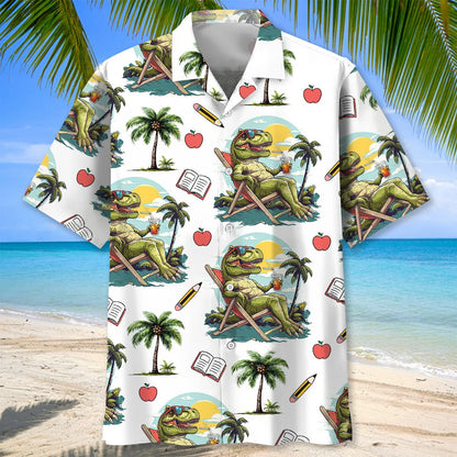 Teacher Tropical Dinosaur Hawaiian Shirt, custom shirt gift for men (view 2)