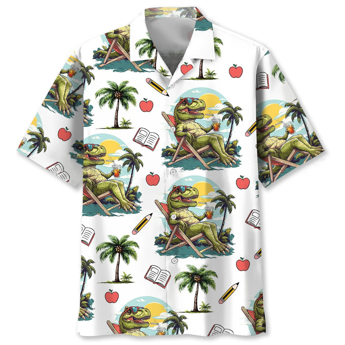 Teacher Tropical Dinosaur Hawaiian Shirt, custom shirt gift for men (view 4)