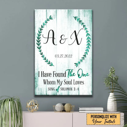 personalized i have found the one whom my soul loves wall art canvas with custom initials and date (view 5)