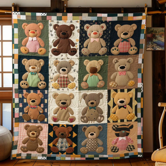 Teddy Bear Patch Quilt Blanket