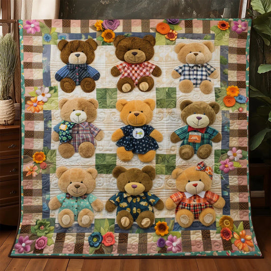 Teddy Stitchwork Quilt Blanket