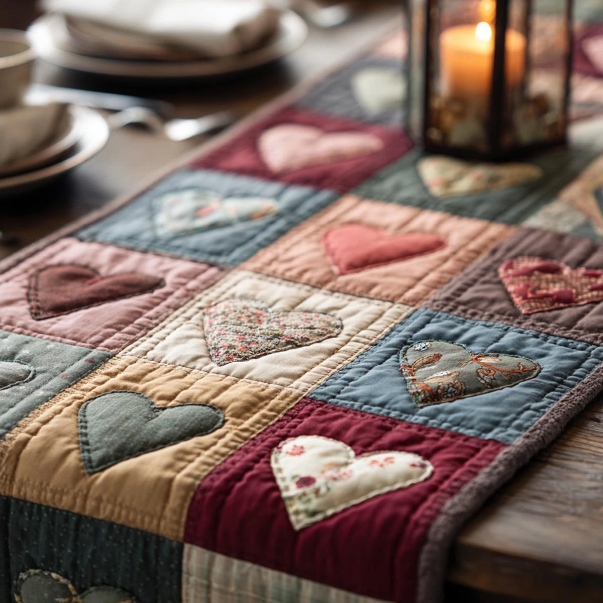 Tender Hearts Quilted Table Runner