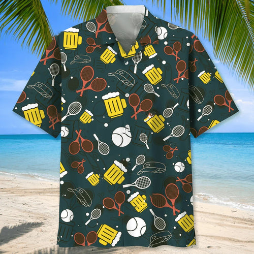 Tennis Beer Hawaiian Shirt, custom shirt gift for men
