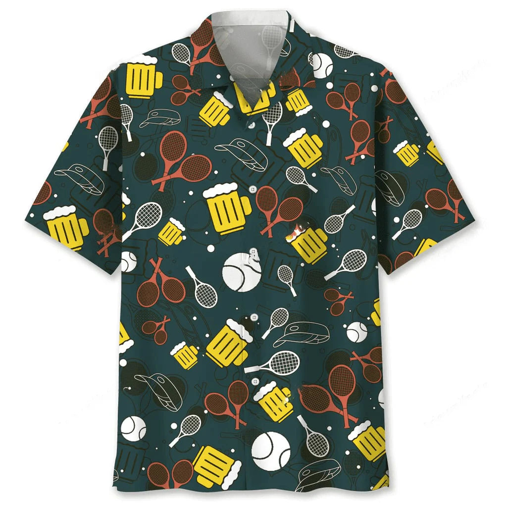 Tennis Beer Hawaiian Shirt, custom shirt gift for men (view 2)