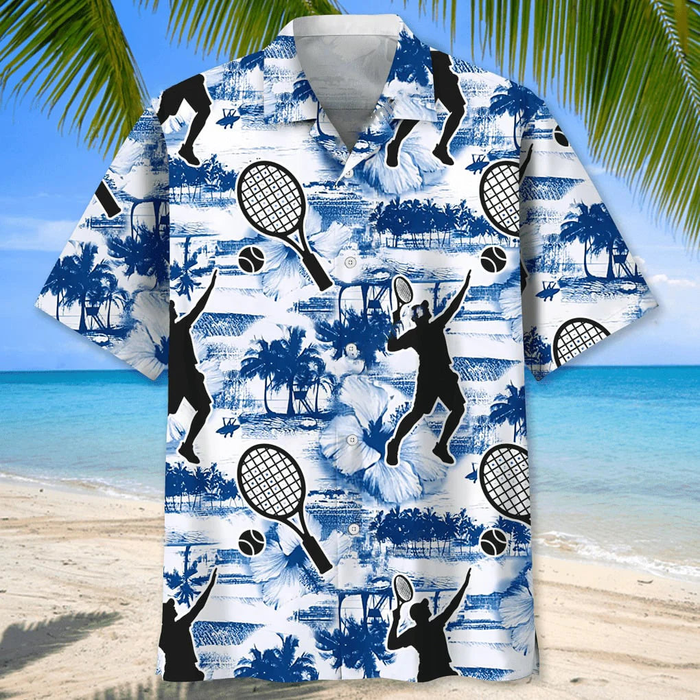 Tennis Blue Nature Hawaiian Shirt, custom shirt gift for men (view 2)