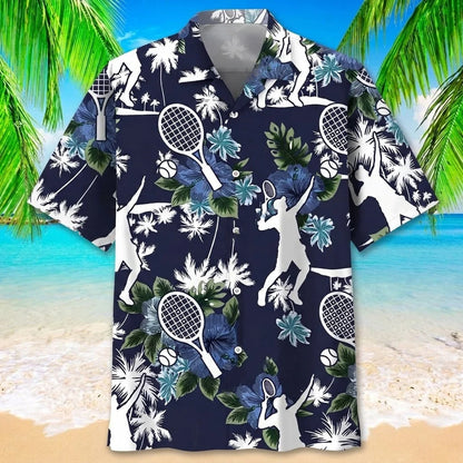 Tennis Blue Nature Hawaiian Shirt, custom shirt gift for men (view 3)