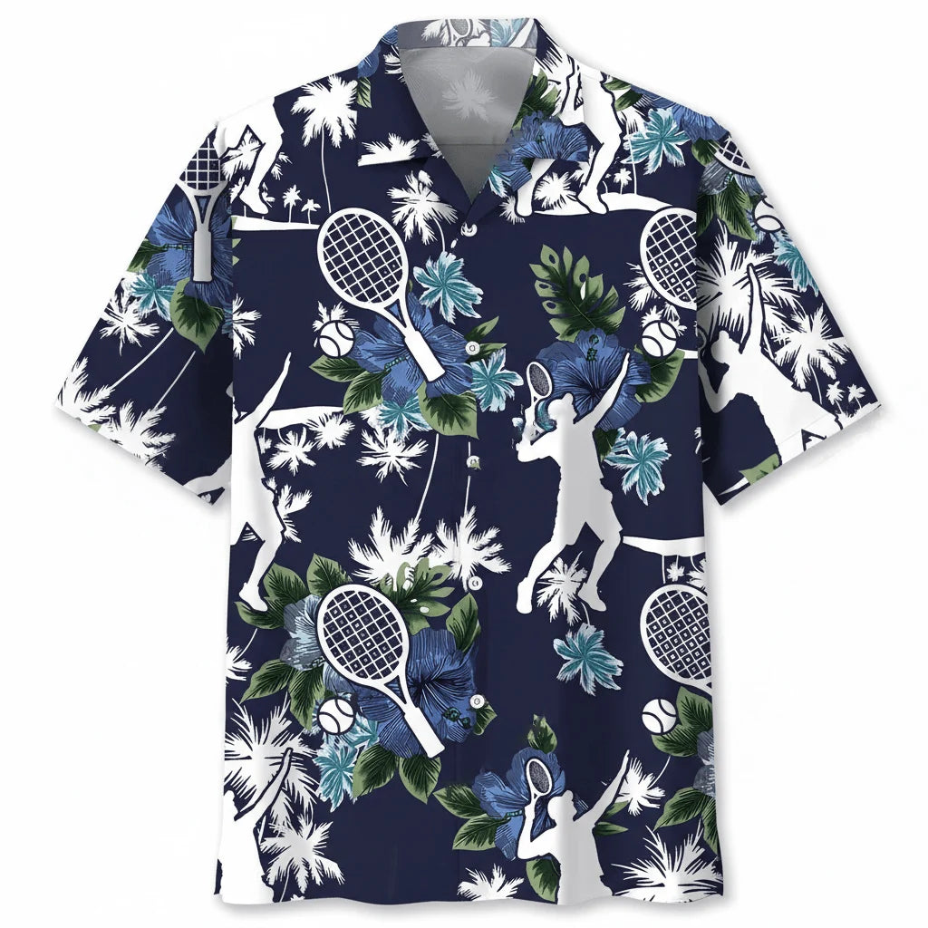 Tennis Blue Nature Hawaiian Shirt, custom shirt gift for men (view 4)