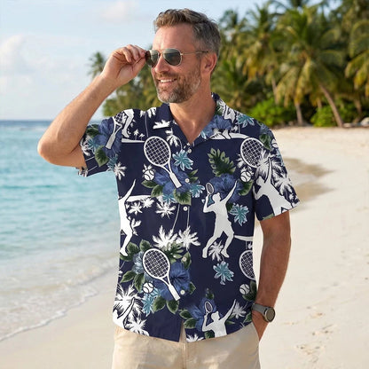 Tennis Blue Nature Hawaiian Shirt, custom shirt gift for men (view 5)