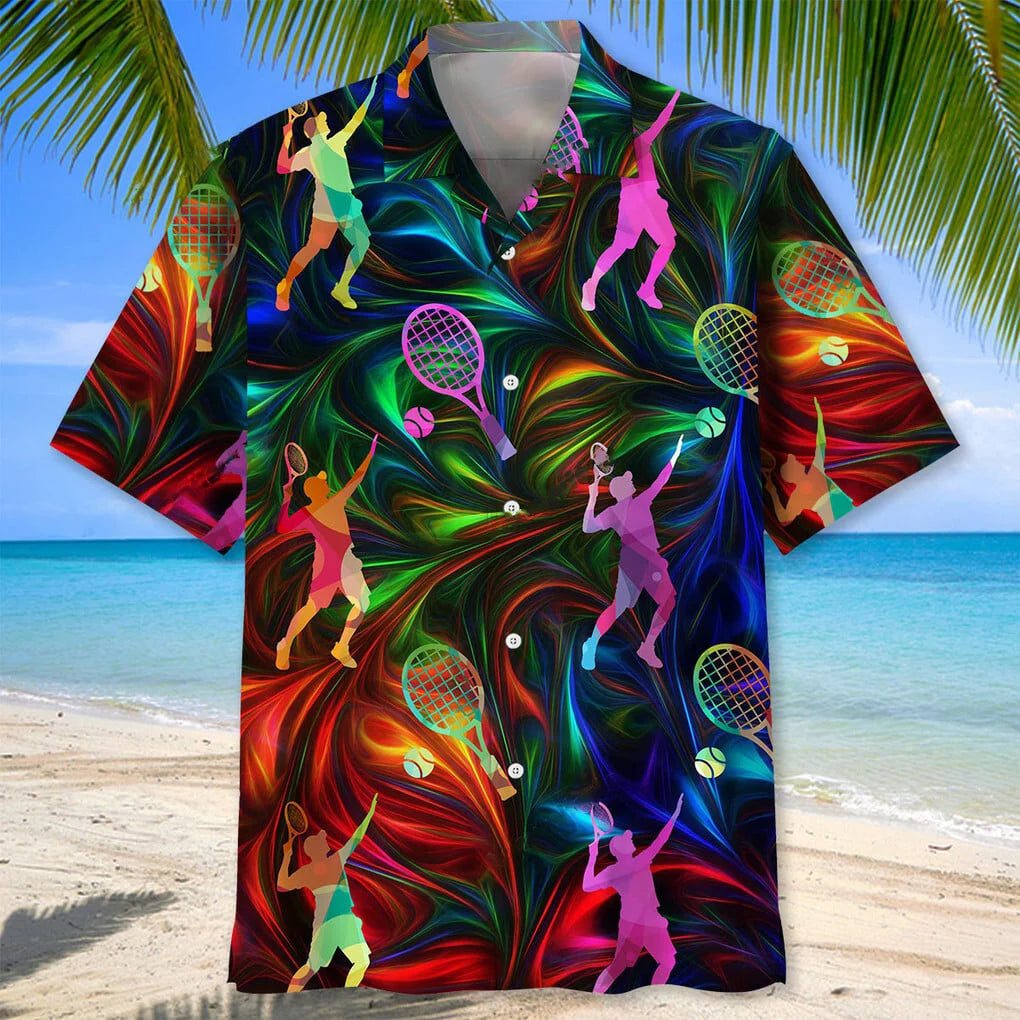 Tennis Color Hawaii Shirt, custom shirt gift for men
