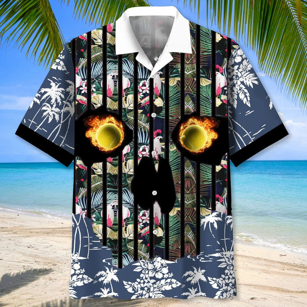 Tennis Flower Skull Hawaiian Shirt, custom shirt gift for men