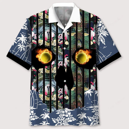 Tennis Flower Skull Hawaiian Shirt, custom shirt gift for men (view 2)