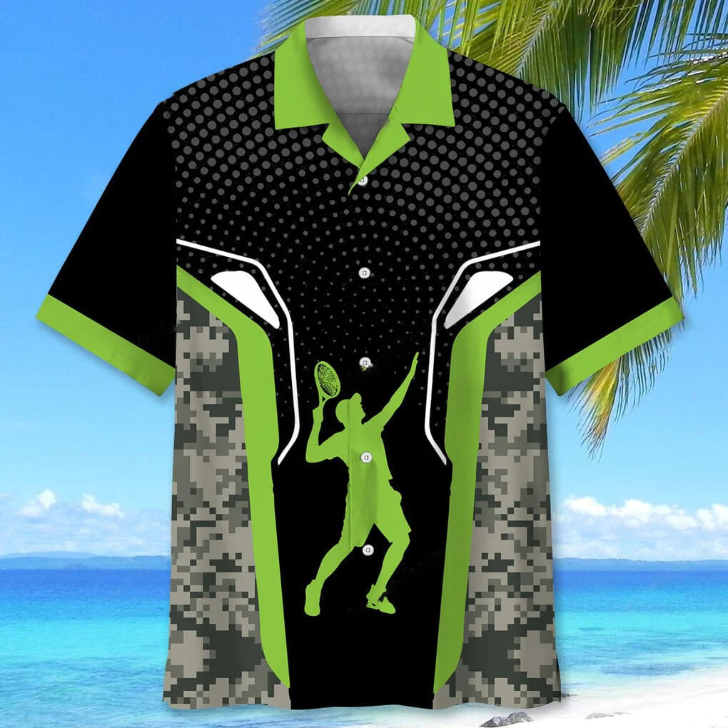 Tennis Green Hawaiian Shirt, custom shirt gift for men
