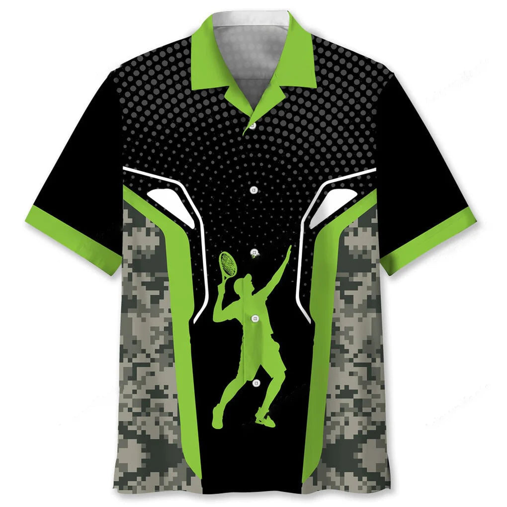 Tennis Green Hawaiian Shirt, custom shirt gift for men (view 2)