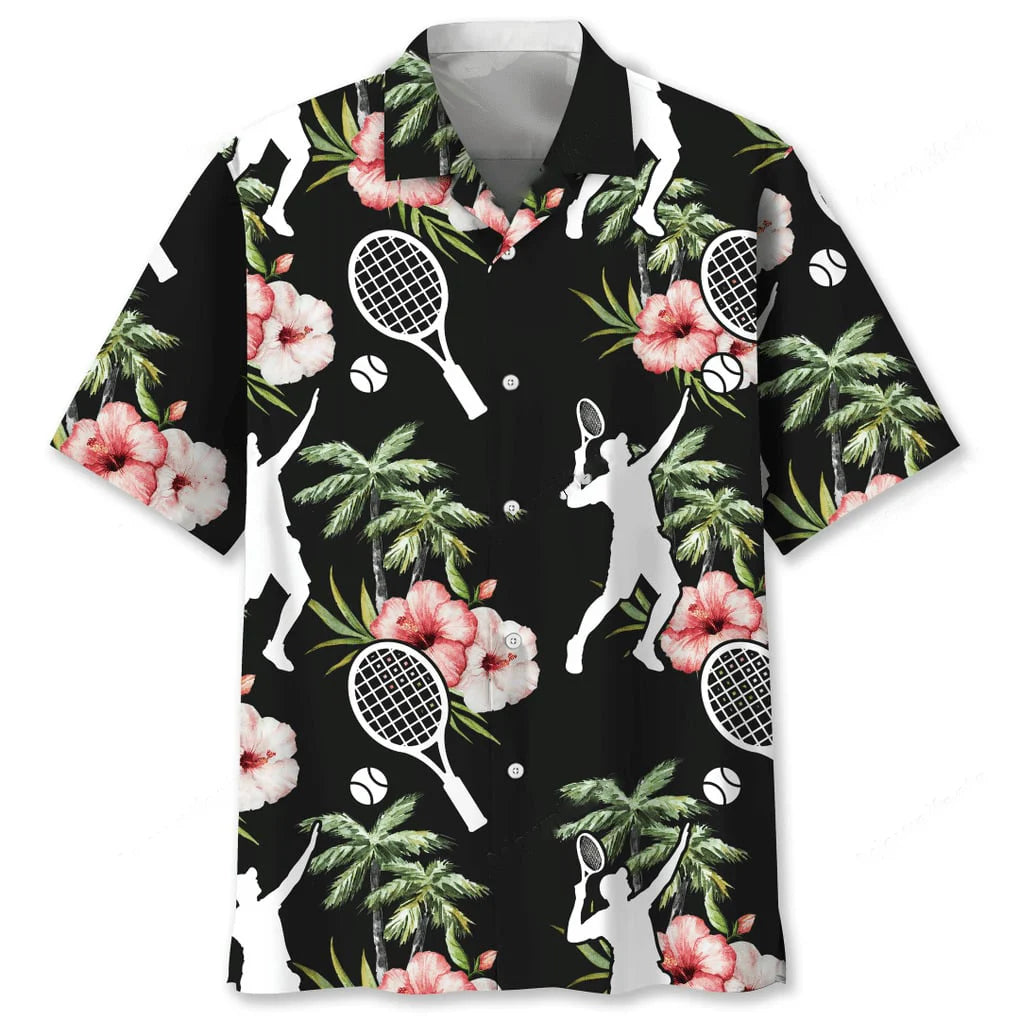 Tennis Nature Flower Hawaiian Shirt, custom shirt gift for men