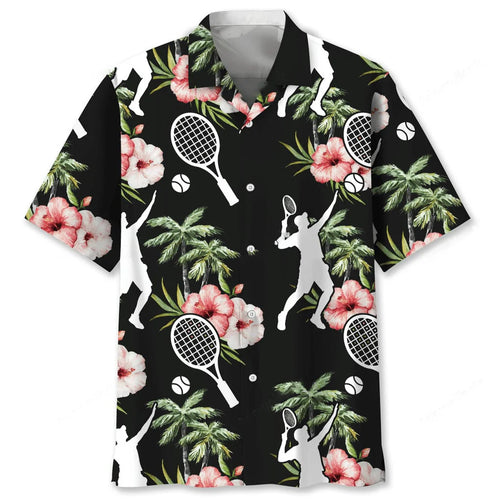 Tennis Nature Flower Hawaiian Shirt, custom shirt gift for men
