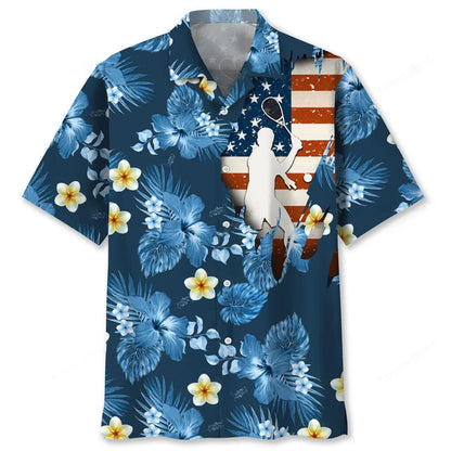 Tennis Usa Blue Tropical Hawaiian Shirt, patriotic gift for 4th of July (view 2)