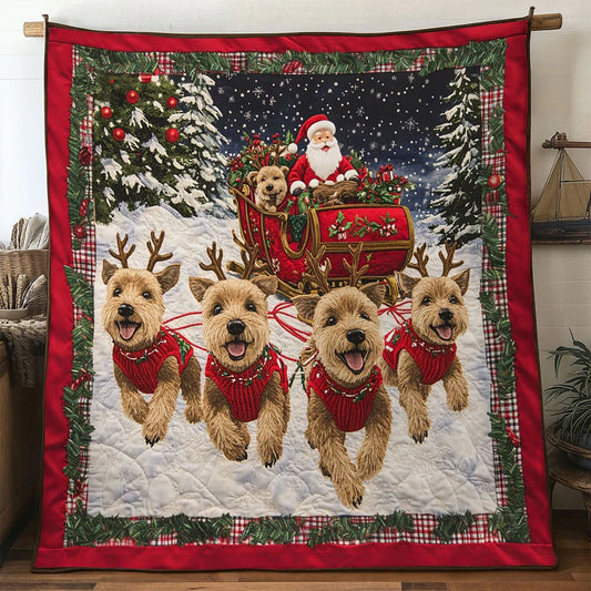 Terrier Sleigh Ride Quilt Blanket