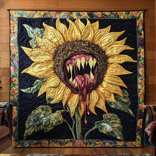 Terrifying Sunflower Abyss Quilt Blanket