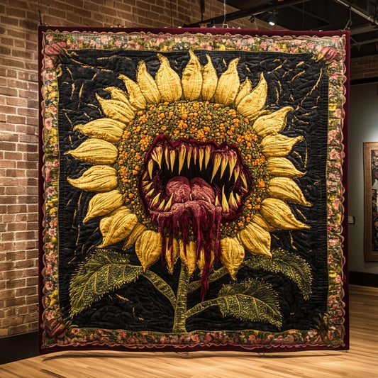 Terrifying Sunflower Curse Quilt Blanket