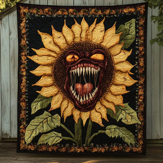 Terrifying Sunflower Shadow Quilt Blanket