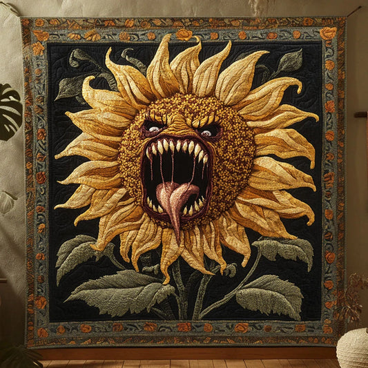 Terrifying Sunflower Venom Quilt Blanket