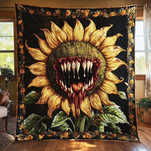 Terrifying Sunflower Wrath Quilt Blanket