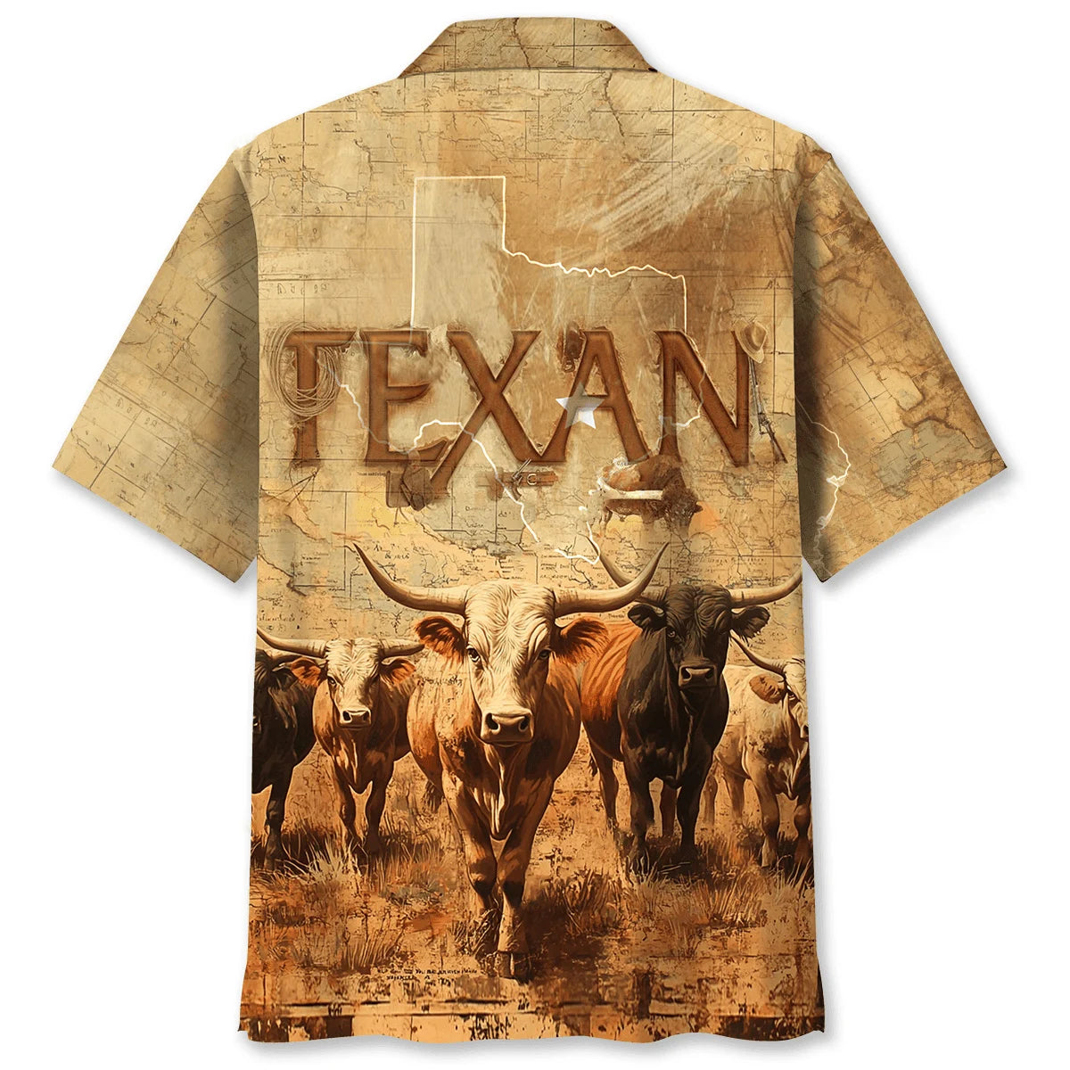 Texan Longhorn Hawaiian Shirt, custom shirt gift for men