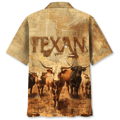 Texan Longhorn Hawaiian Shirt, custom shirt gift for men