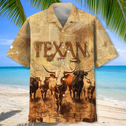 Texan Longhorn Hawaiian Shirt, custom shirt gift for men (view 2)