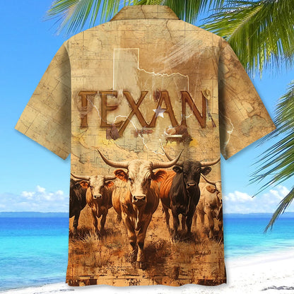 Texan Longhorn Hawaiian Shirt, custom shirt gift for men (view 3)