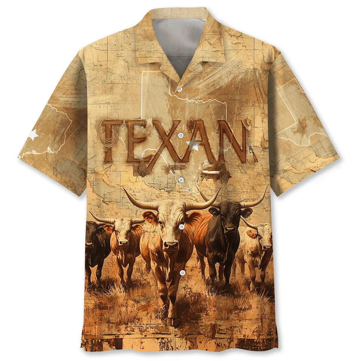 Texan Longhorn Hawaiian Shirt, custom shirt gift for men (view 4)