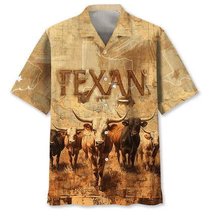 Texan Longhorn Hawaiian Shirt, custom shirt gift for men (view 4)