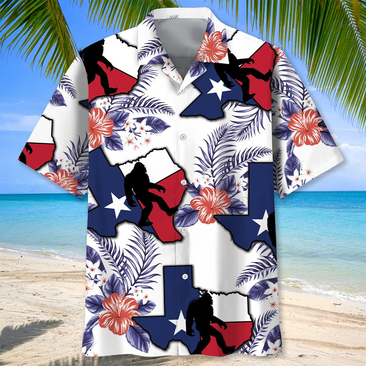 Texas Bigfoot Hawaiian Shirt, custom shirt gift for men