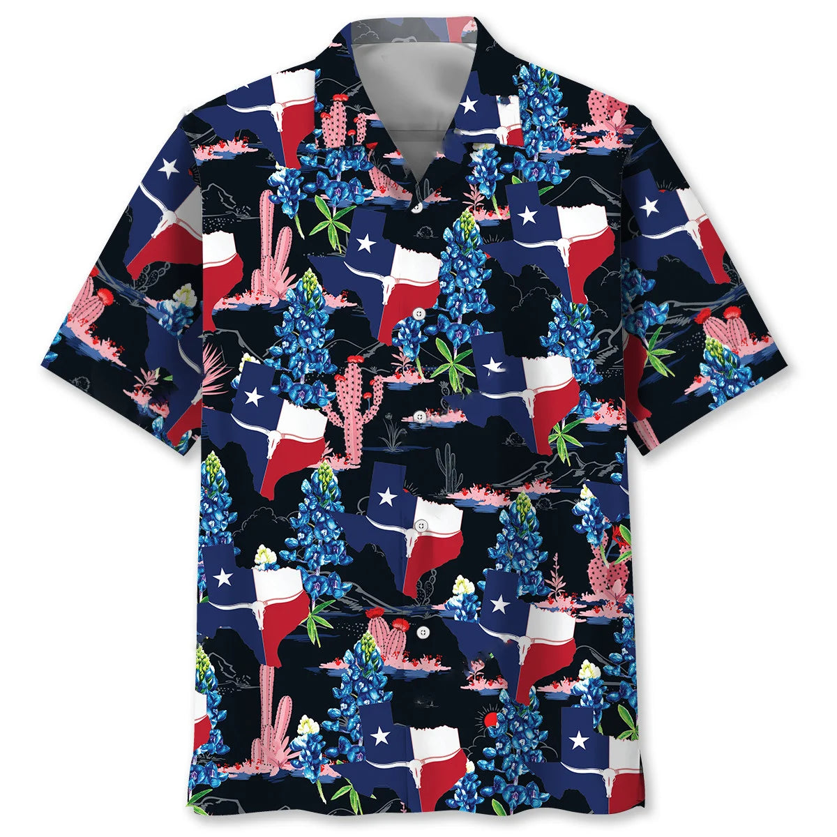 Texas Cactus Longhorn Hawaiian Shirt, custom shirt gift for men