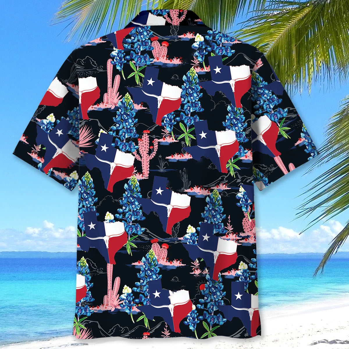 Texas Cactus Longhorn Hawaiian Shirt, custom shirt gift for men (view 4)