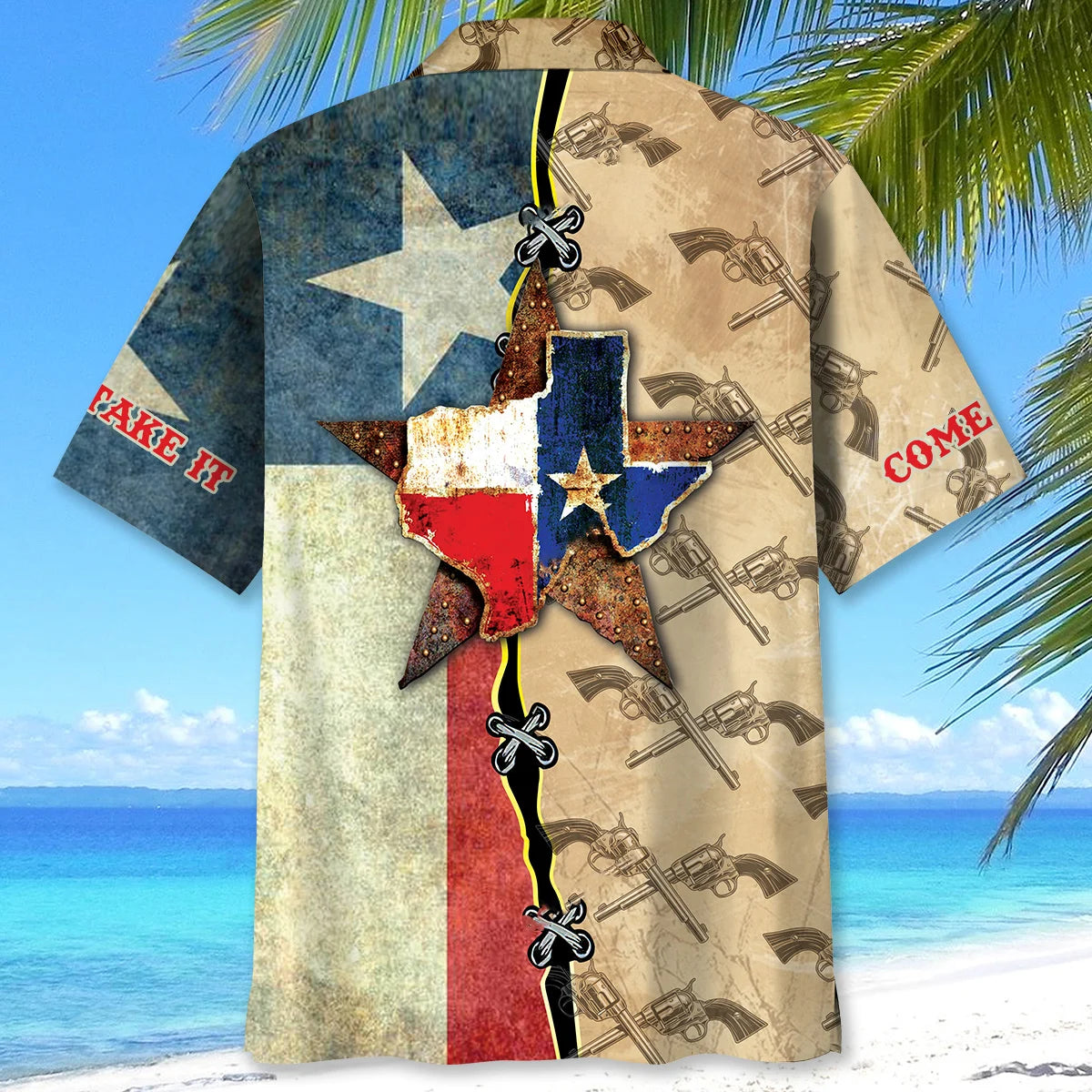 Texas Come and Take It Hawaiian Shirt, custom shirt gift for men (view 3)
