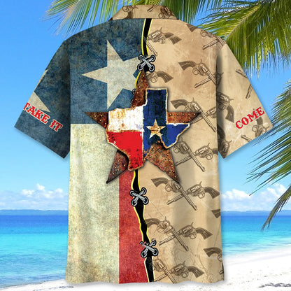 Texas Come and Take It Hawaiian Shirt, custom shirt gift for men (view 3)