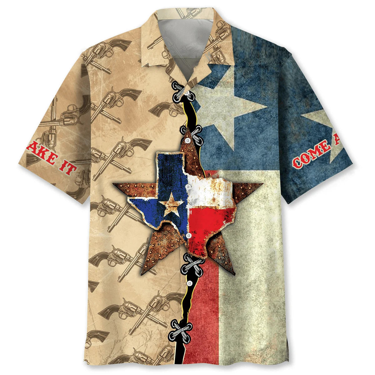 Texas Come and Take It Hawaiian Shirt, custom shirt gift for men (view 4)