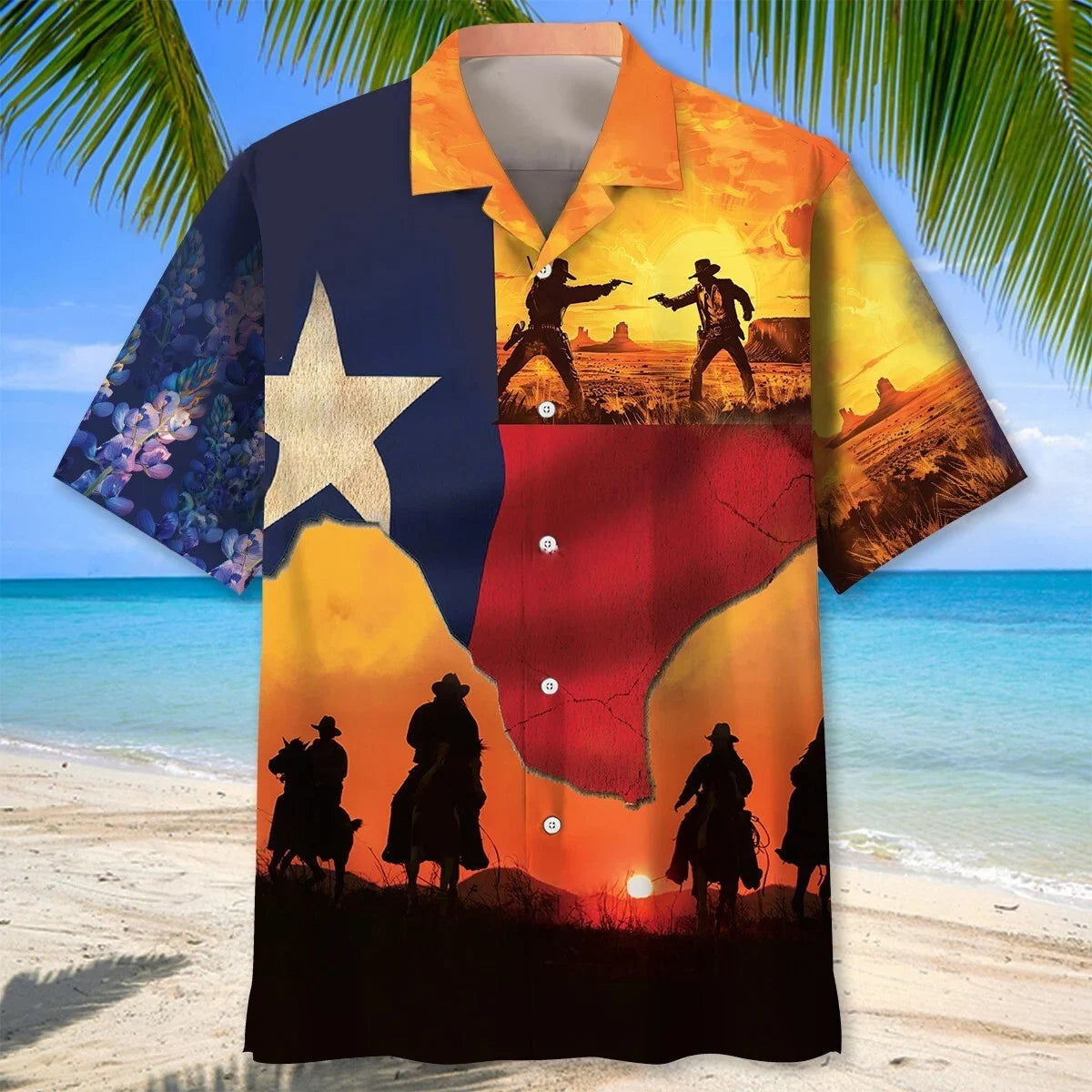 Texas Cowboy Duel Hawaiian Shirt, custom shirt gift for men (view 2)
