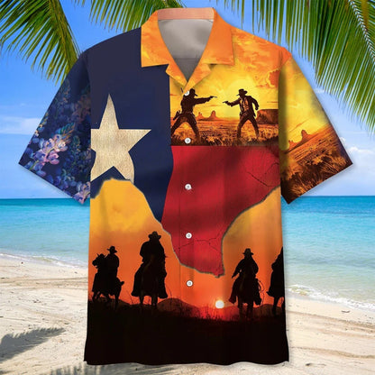 Texas Cowboy Duel Hawaiian Shirt, custom shirt gift for men (view 2)