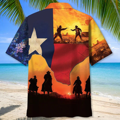 Texas Cowboy Duel Hawaiian Shirt, custom shirt gift for men (view 3)