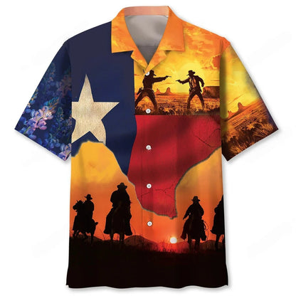 Texas Cowboy Duel Hawaiian Shirt, custom shirt gift for men (view 4)