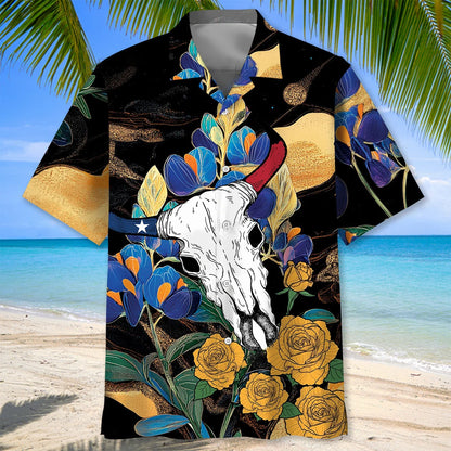 Texas Longhorn Skull Hawaiian Shirt, custom shirt gift for men (view 2)