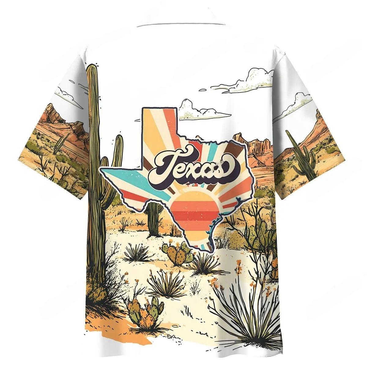 Texas Retro Art Hawaiian Shirt, custom shirt gift for men (view 2)