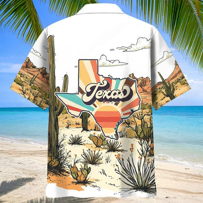 Texas Retro Art Hawaiian Shirt, custom shirt gift for men (view 3)