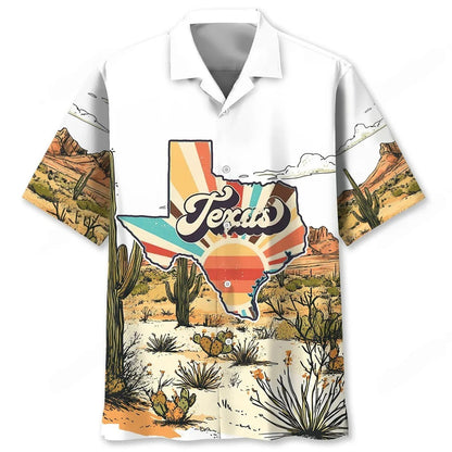 Texas Retro Art Hawaiian Shirt, custom shirt gift for men (view 4)